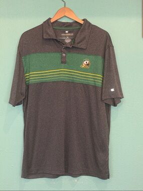Colosseum Oregon Ducks Men's Charcoal & Green Polo. XL.